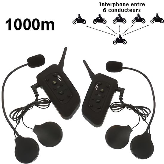 BETOWEY BT-S3 Intercom Moto Duo pour 2 Casques Bluetooth Kit Main Libre  Headphones Intégrable Au Casque Moto Ski - Équipement moto