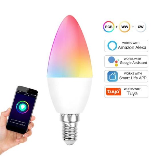 Lepro BP1 IA Ampoule Connectée E14, Concepteur D'Éclairage IA Personnalisé, Compatible Avec Alexa Et Google Assistant, G45 WiFi Et Bluetooth, Multicouleurs RGBCCT, Contrôle Vocal, Music Sync, 2 PCS