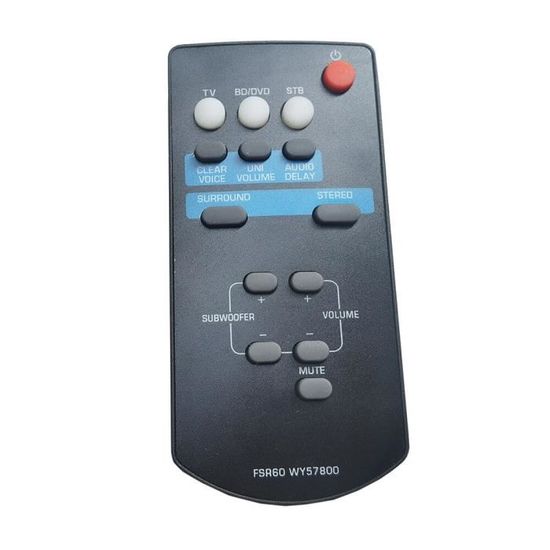 Replacement Remote Control For Yamaha Soundbars ATS-1010, YAS-101, YAS-101BL - Model FSR60-WY57800