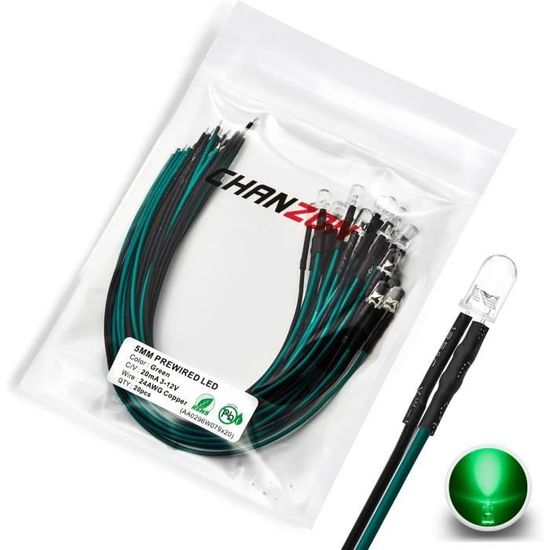 20 LEDs Violettes 3mm Pré-câblées - 12V Avec Résistance 560Ω - Fil 24AWG 20cm - Pour Projets DIY électroniques