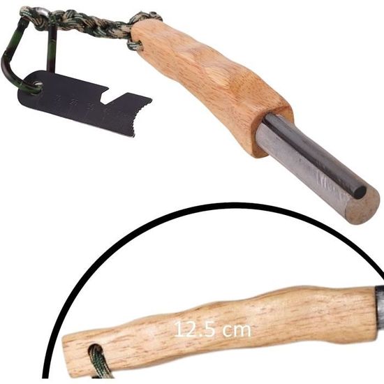 Kit Survie 7en1 Pierre à Feu XL - Allume-Feu Magnésium, Boussole, Grattoir - Camping