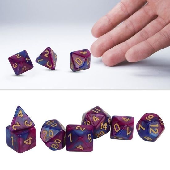 CHG Lot de 7 Dés à jouer Jeux de Société Angles Arrondis , Jeu de dés ...