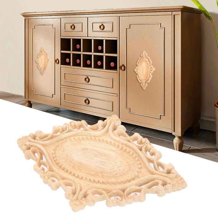 Eiffel Décalque en bois sculpté Onlay non peint sculpture Applique décoration murale de meubles
