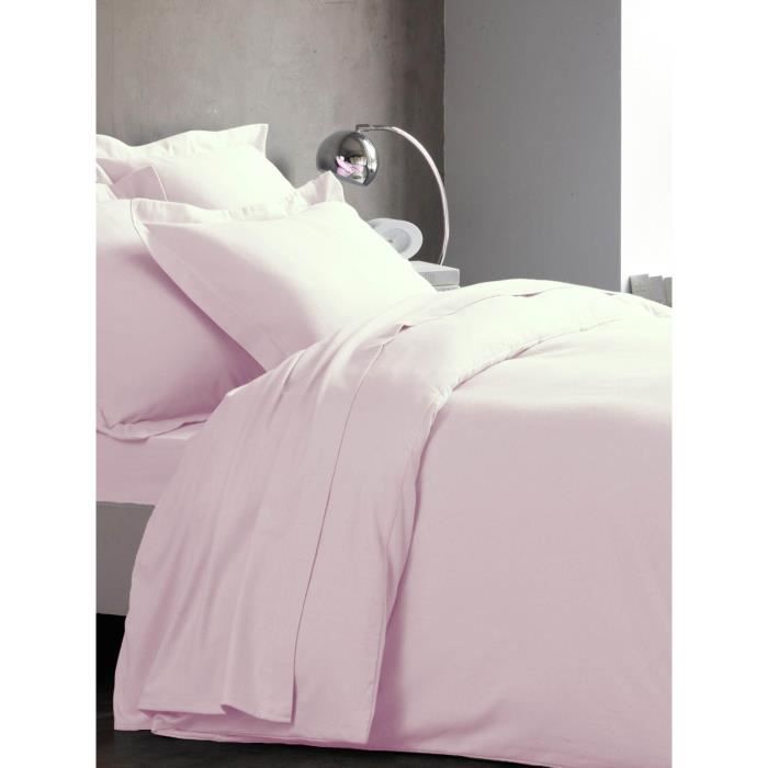 Housse de couette flanelle unie, 240x220 couleur Rose poudré