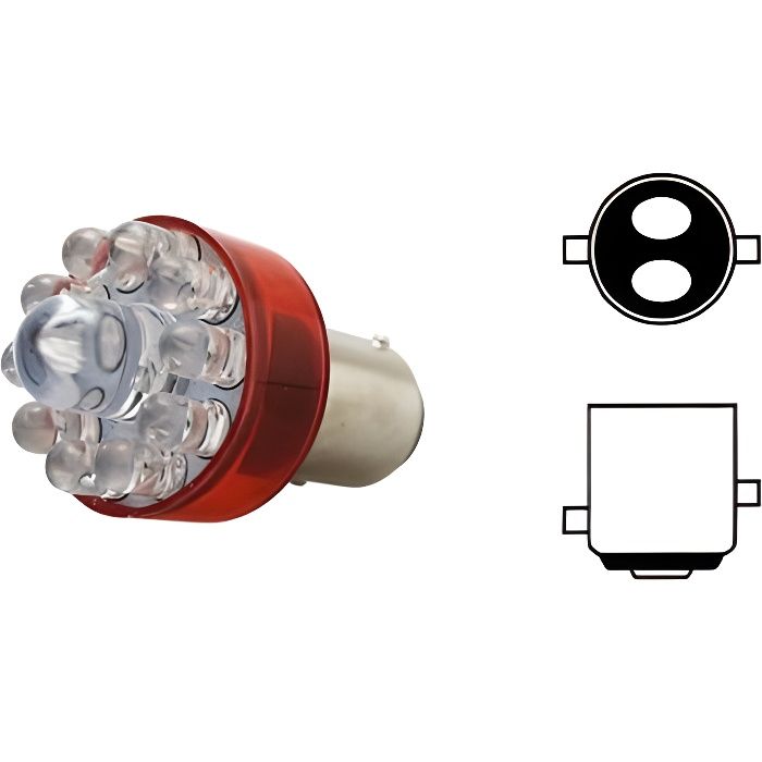 AMPOULE LED 12V 21/5W BAY15D ROUGE AUTO LAMPE FEU + STOP ARRIERE VOITURE MOTO