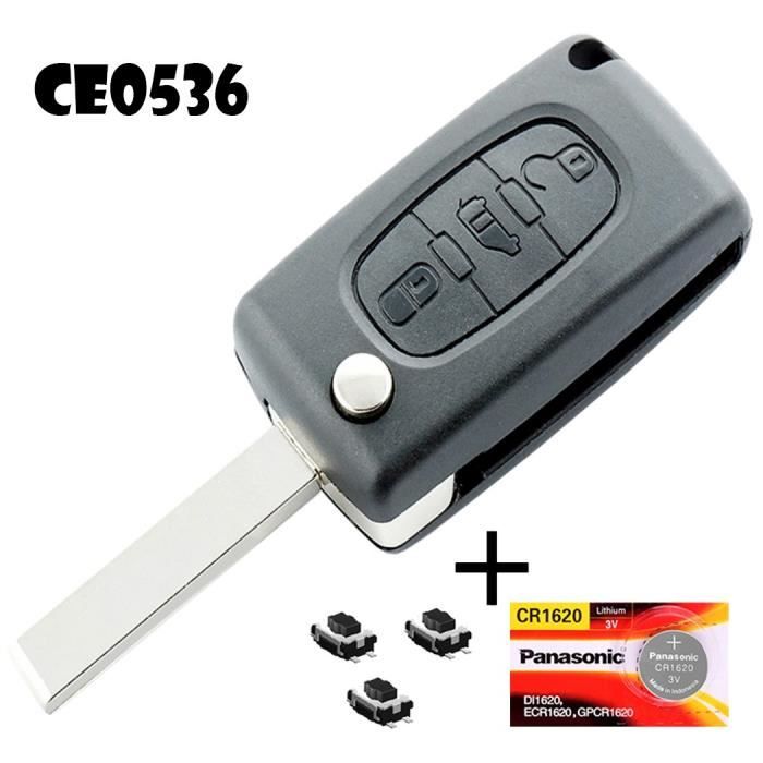 R 3 boutons a distance le pliage sans cle vehicule porte-telecommande enveloppe coquille de Clef pour Fiat 500 Brava Panda Punto Blanc SODIAL Coquille de cles 