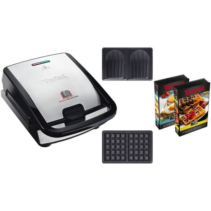 Tefal Snack Collection 2 Coffrets, Croque gaufres, Gaufres, Sandwich, 2 plaques antiadhésives incluses, Recettes variées, 700W, SW85
