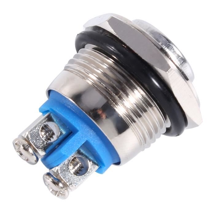 Dioche démarreur de moteur d'interrupteur de klaxon 12V 16mm voiture bouton poussoir momentané étanche en métal ON OFF