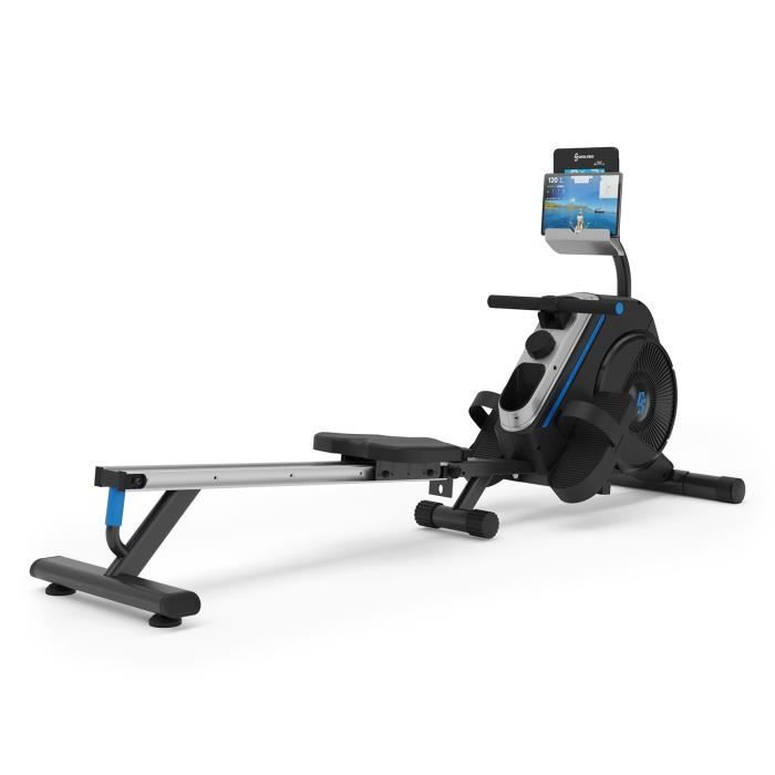 Rameur magnétique - Capital Sports Helios - Écran LED - 8 niveaux - Bluetooth - Musculation - Support de tablette - Noir
