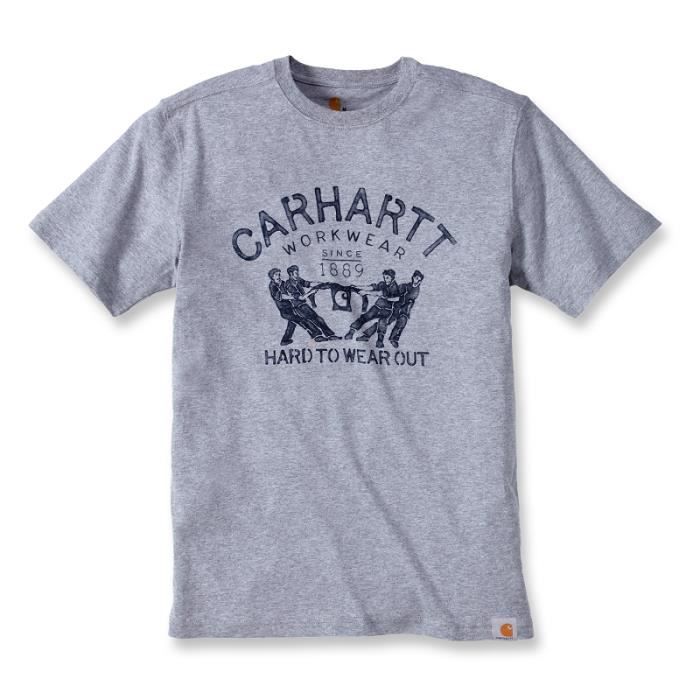 T-shirt coton manches courtes avec logo Vintage gris chiné M CARHARTT S1102097034M Gris Chiné