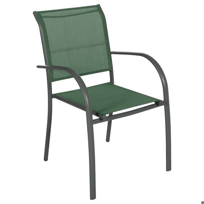 Fauteuil de jardin en texaline Piazza Olive / Graphite - Hespéride 65 x 56 x 86 cm Vert