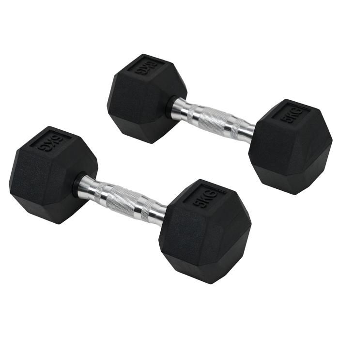 Ensemble d'haltères courtes total 10 Kg - entraînement musculaire & haltérophilie - acier caoutchouc noir 27x10x10cm Noir