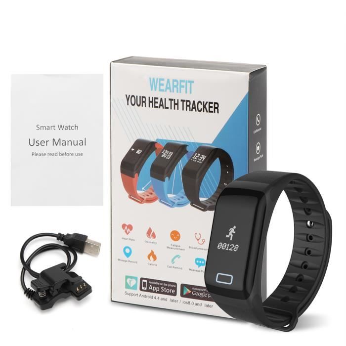 F1 Bluetooth 4.0 Bracelet intelligent de fréquence cardiaque Smartband Fitness Tracker Réveil oxymétrie moniteur de tension artériel