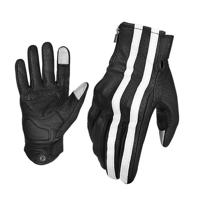 Gants de moto,VEMAR – gants de motard Vintage en cuir pour course de Moto, Guantes Luvas, pour Motocross, pour écran tactile