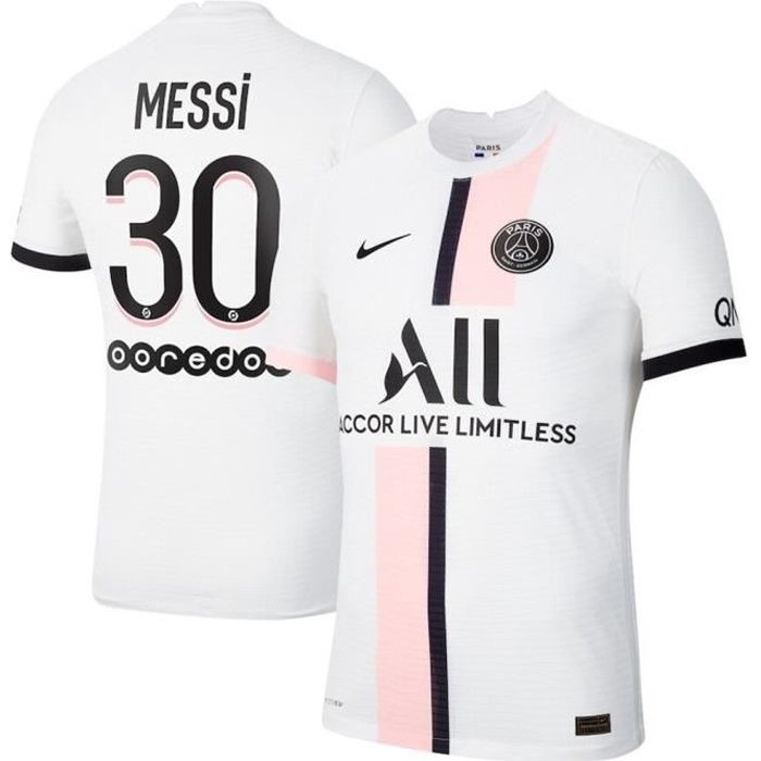 PSG MESSI Maillot de Football 2021 2022 pour Homme Adulte Nouveau - Blanc