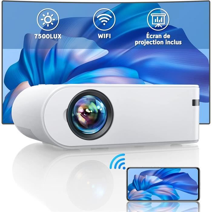 Vidéoprojecteur WiFi, YABER 7500 Lumens Mini Projecteur Soutien Full HD 1080P Rétroprojecteur avec Fonction de Zoom, Projecteur WiFi