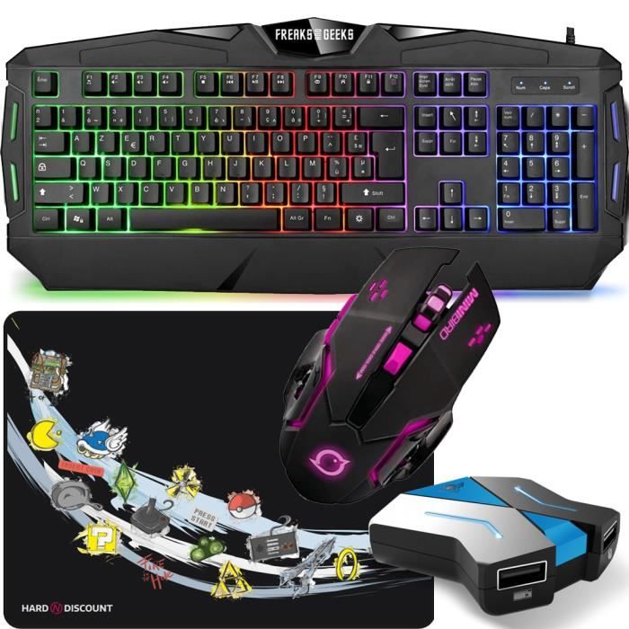 Pack Clavier Souris Tapis Convertisseur pour Xbox One PS4 PS3 Nintendo Switch Cross Gamer V2