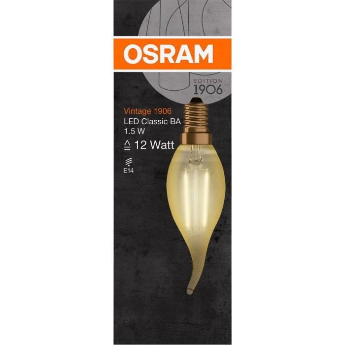 OSRAM Edition 1906 Flamme coup de vent LED clair filament OR 1,5W=12 E14 chaud