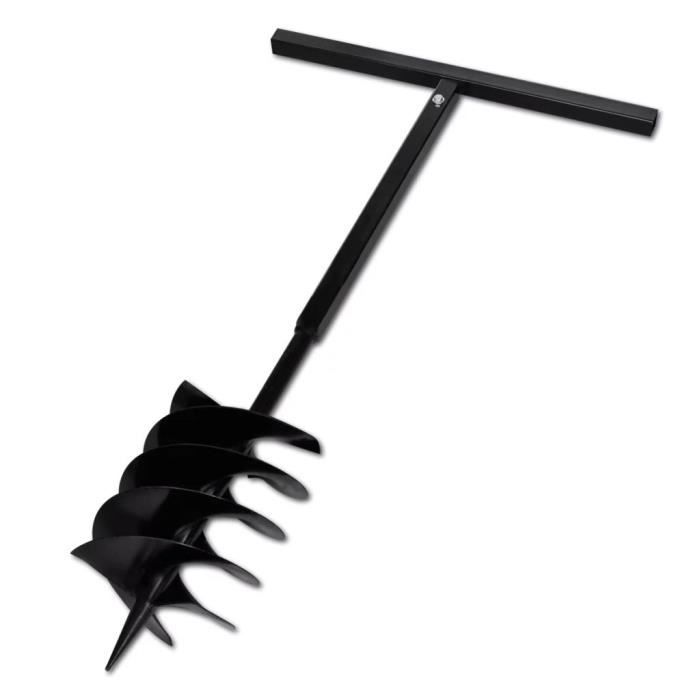 Bêche et tarière manuelle 200 mm Double spirale acier Noir