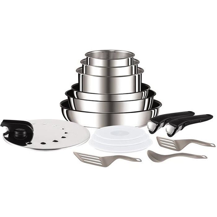 Tefal L9409602 Ingenio - Set de poêles et casseroles (15 pièces) - Induction - Inox