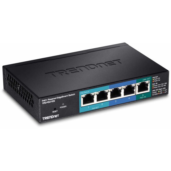 TRENDnet TPE P521ES Commutateur intelligent 1 x 10-100-1000 (PoE+ input) + 2 x 10-100-1000 (PoE) + 2 x 10-100-1000 Ordinateur de…