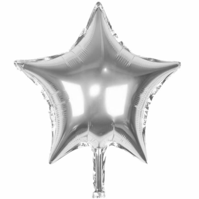 TRIXES Lot de 5 Ballons Étoiles Argentées Métalliques Hélium Célébration Fête Décorative Festive Table
