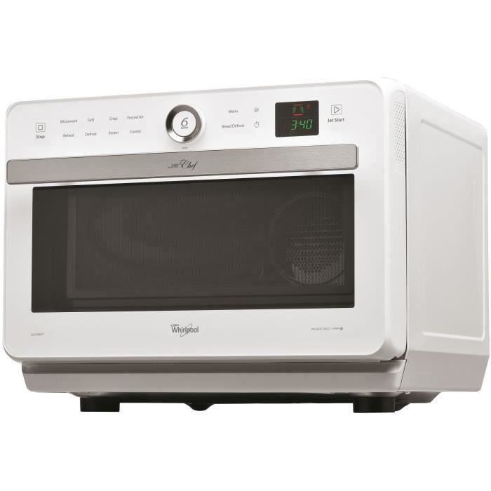SHOT CASE - WHIRLPOOL JT469WH - Micro-ondes Jet Chef - 33 L - 6eme SENS Combi Crisp Vapeur - Cavité Inox - Plateau tournant 36 cm