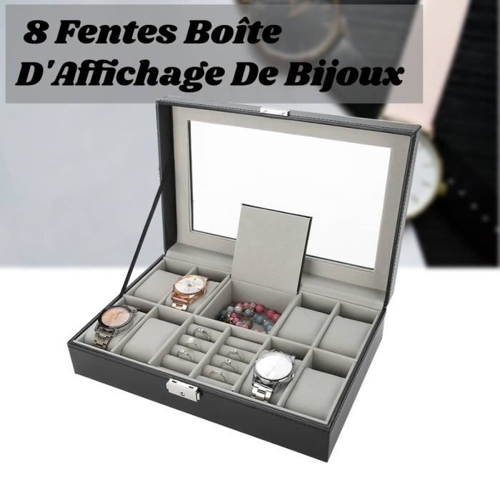 FHE Boîte Présentoir pour Montre Bijoux avec 8 Fentes à la mode élégant 30* 21 * 8cm 91