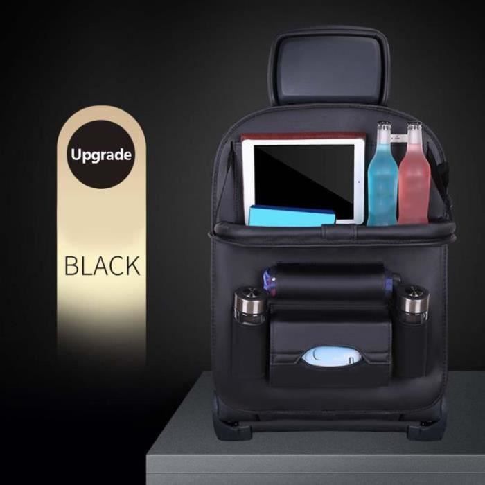 PT21997-Organiseur pour voiture Imperméable, Sac de rangement pour organisateur de siège auto en cuir PU avec Multi-Poches Noir