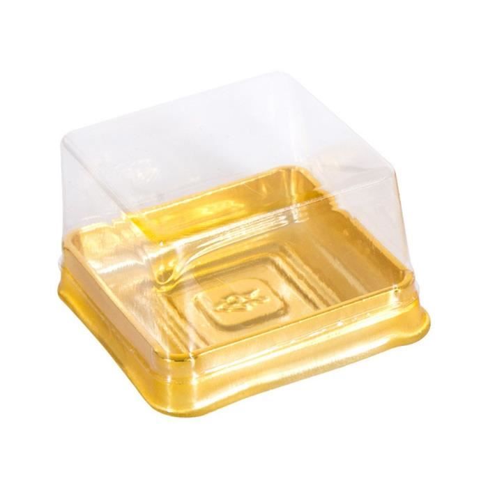 5.5x5.5x4cm Golden -50pcs Mini Boîtes À Gâteaux Et Emballages Boîte Boîte En Plastique Transparente Pour Gâteau Avec Couvercle Jaune