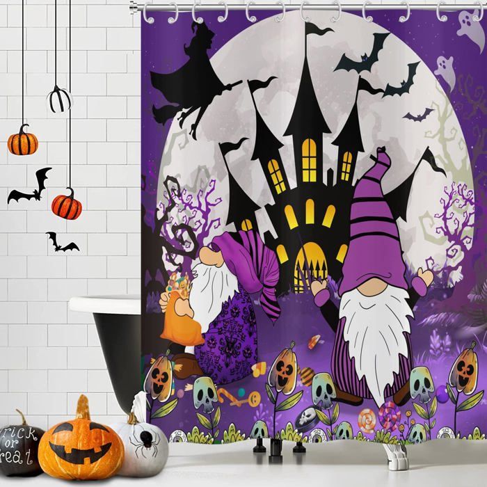 LB Rideaux De Douche D'Halloween En Tissu Pour Salle De Bain, Baignoire, 175 X 178