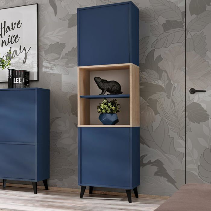 Haute Buffet Komodee FONDI Style Scandinave Bleu Bois Clair 46 x 35 x 173 cm Haute Buffet Komodee FONDI Style Scandinave Bleu Bois Clair 46 x 35 x 173 cm