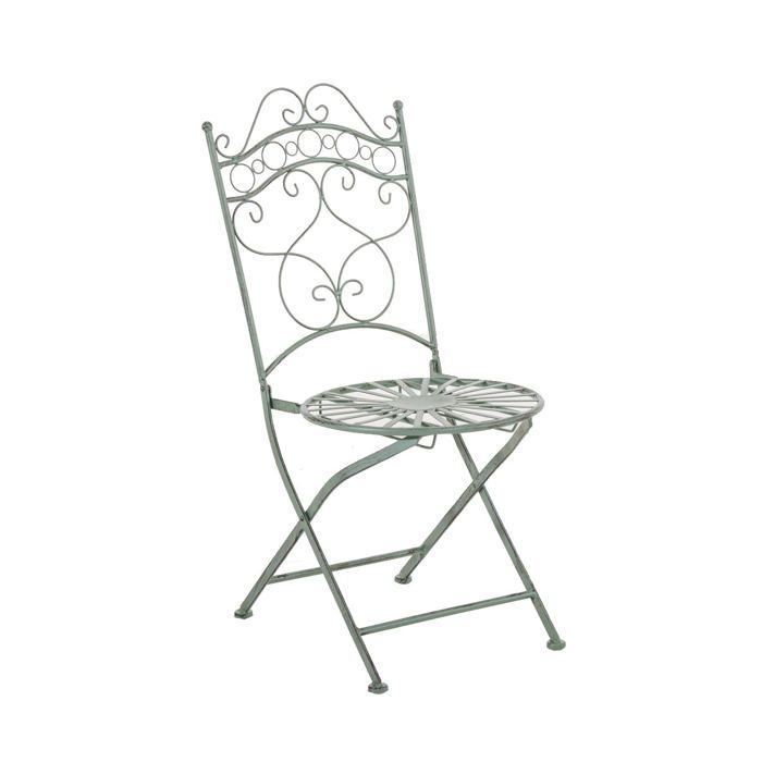 Chaise de jardin terrasse balcon design rustique en fer forge vert vieilli 10_0003008 Chaise de jardin terrasse balcon design rustique en fer forge vert vieilli 10_0003008