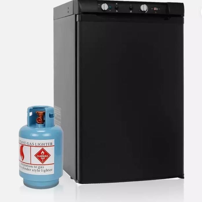 Réfrigérateur à gaz - SMETA -12V/220V/Gaz - 100L - avec congélateur- Camping Maison - Noir