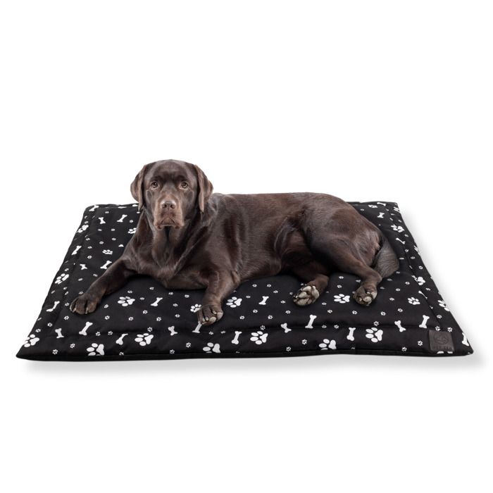 Comparer les prix de Lit pour Chien Panier Coussin Tapis Matelas L 120x80 cm Grande Taille Noir Motif PET ZEN Étanche Dehoussable Lavable Résistante