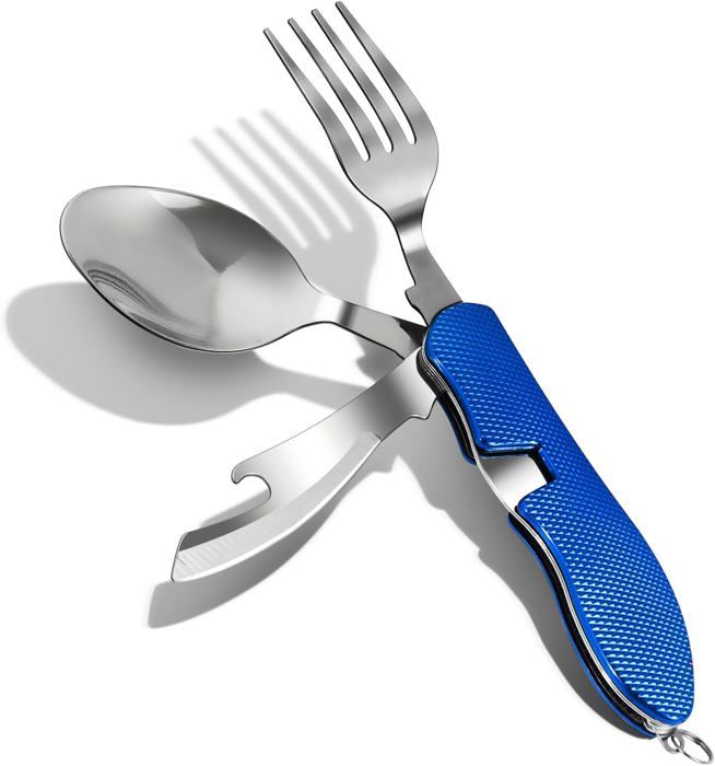 Kit 2 Couverts Camping Pliants - Fourchette Et Cuillère En Inox, Compact, Idéal Randonnée Pique-nique