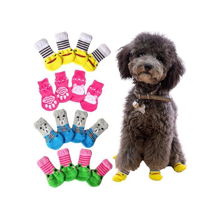 Comparer les prix de 16PCS Chaussettes pour Chien, Antidérapantes Chaussettes Protège Les Pattes de l’Animal, Protections de Pattes pour Chien, Chaus