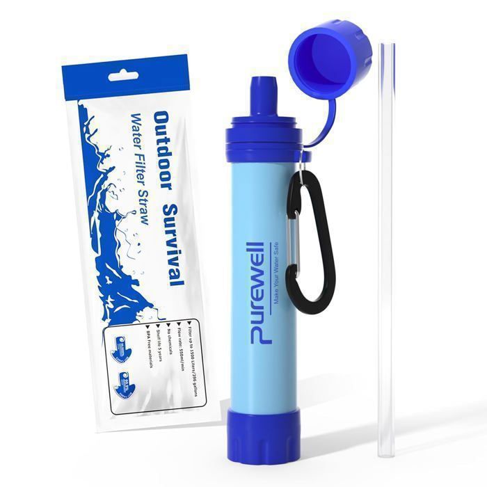 Lot de 3 Pailles Filtrantes de Survie - Filtre 1500L d'Eau - Filtration