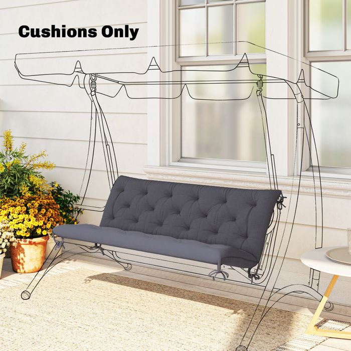 Coussin Matelas Assise Dossier pour Banc de Jardin balancelle canapé 3 Places Grand Confort 150 x 98 x 8 cm Gris