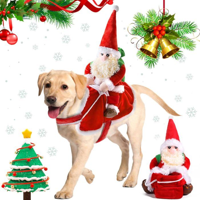 Costume de Noël pour chien - MICH - Ajustable - Taille L - Cosplay - Fête de Noël - Confortable