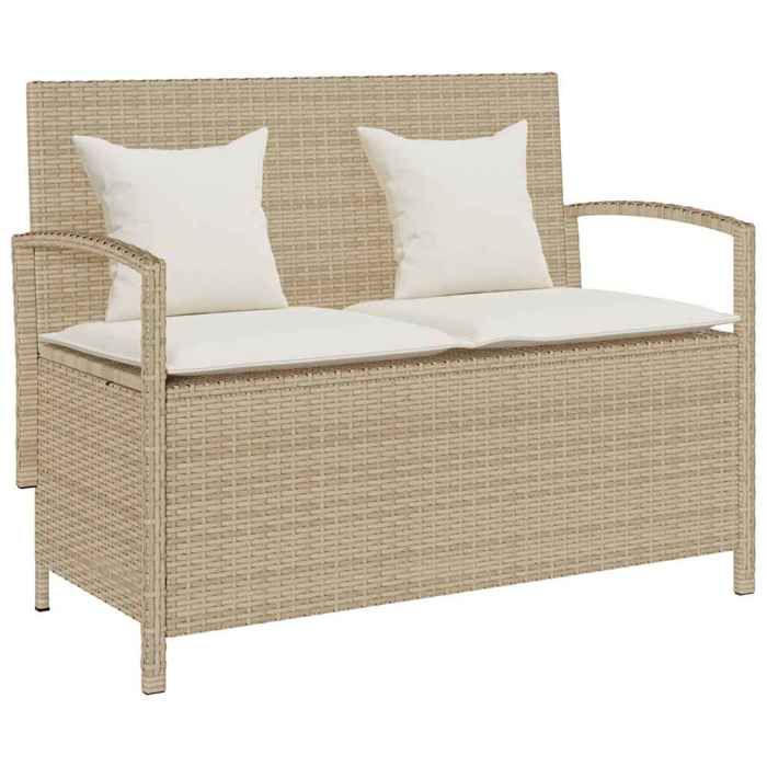 Banc de rangement de jardin - VidaXL - Résine tressée - 111x56x87 cm - Beige - Résistance aux UV - Résistance à leau
