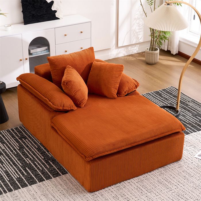 DRIPEX Canapé fauteuil longue moderne en velours côtelé Orangecanapé-lit Paresseuxfauteuil relax sans montage177×122×92cm
