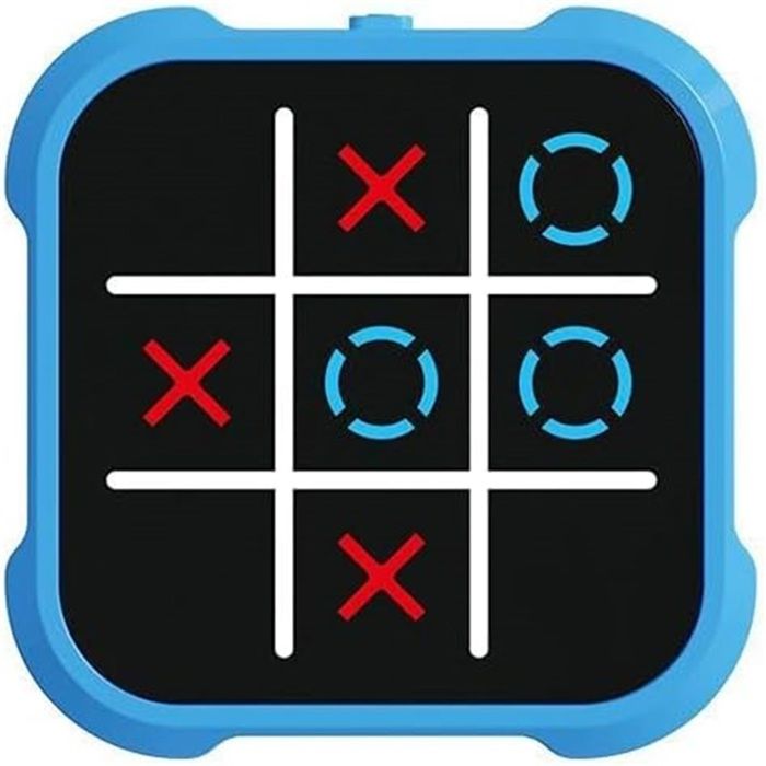 Jeu de morpion électronique 4 en 1 console de jeu de puzzle portable jeux de société éducatifs jeux de stratégie (bleu)