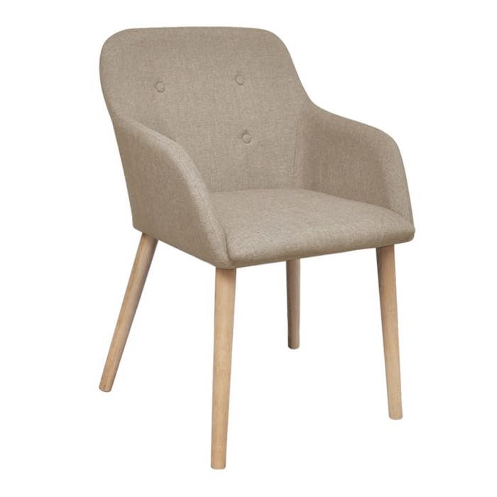 NEUF 2026 CHIC Chaises à manger SWEETY pour cuisine Set de 2 beige tissu et chêne massif 52x57x76.5 cm CCC13