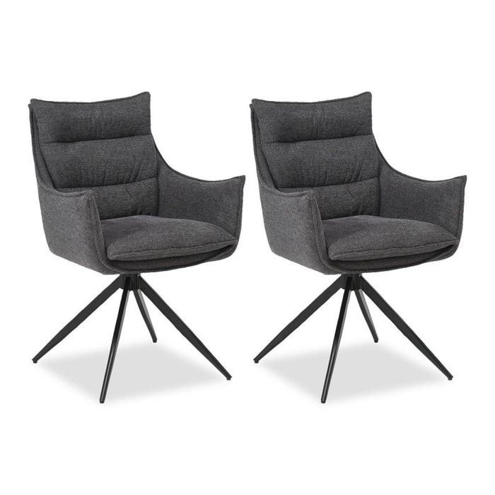 Chaises salle à manger lot de 2 tissu anthracite Chaises salle à manger lot de 2 tissu anthracite