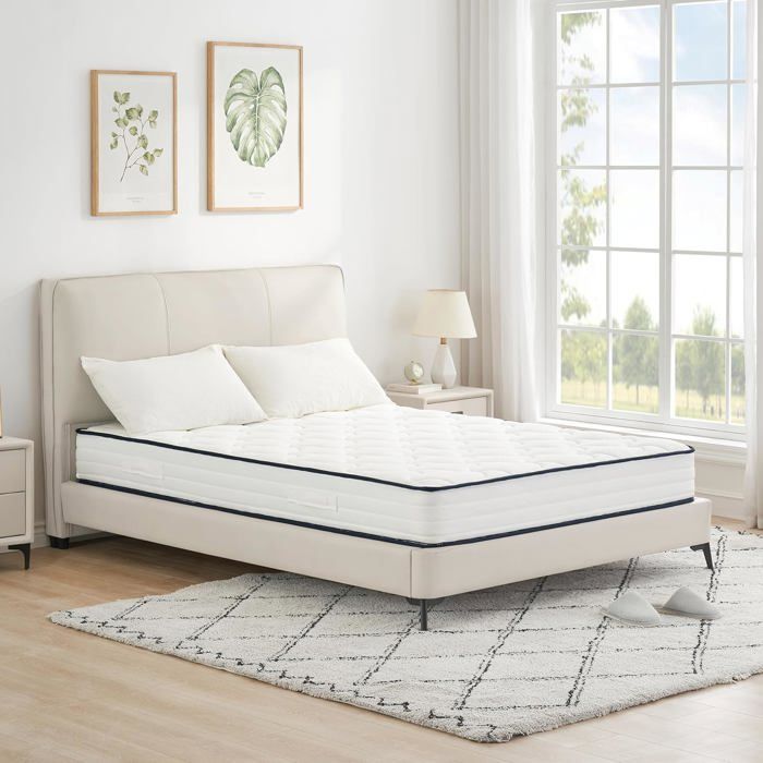 Matelas orthopédique à ressorts ensachés - LUNSY - 140x200 cm - 7 zones de soutien - Mousse à mémoire de forme