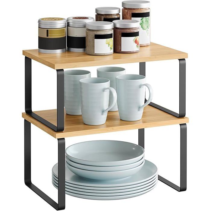 Étagère à Épices de Organisateur de lacard Étagère de Rangement de Cuisine Noir Dencre + Beige Naturel 9.7 cm 29.7 MEUBLE A EPICES