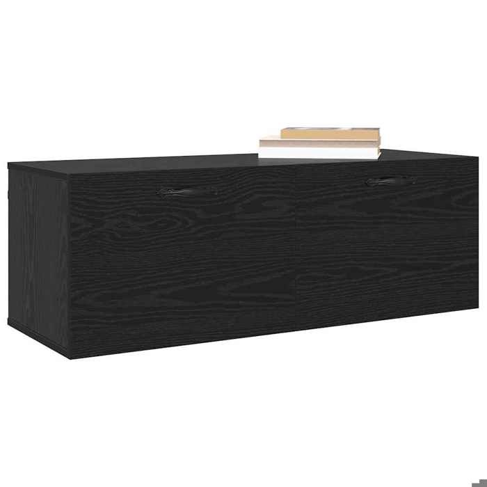 HOT SALE*Armoire murale pour cuisine/salon JILL Cabinet de Rangement - Chêne noir 100x36 5x35 cm Bois dingénierie - M655025