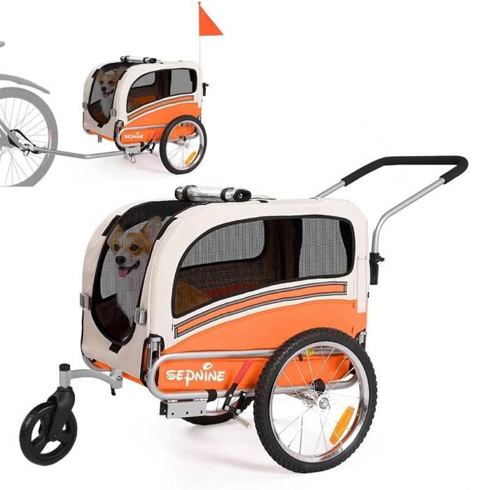 Meilleurs prix pour Remorque Pour Chien SEPNINE 20303B 2-En-1 Pour VéLo Et Poussette - Chariot De Transport Pour Chiens Jusquà 30 Kg