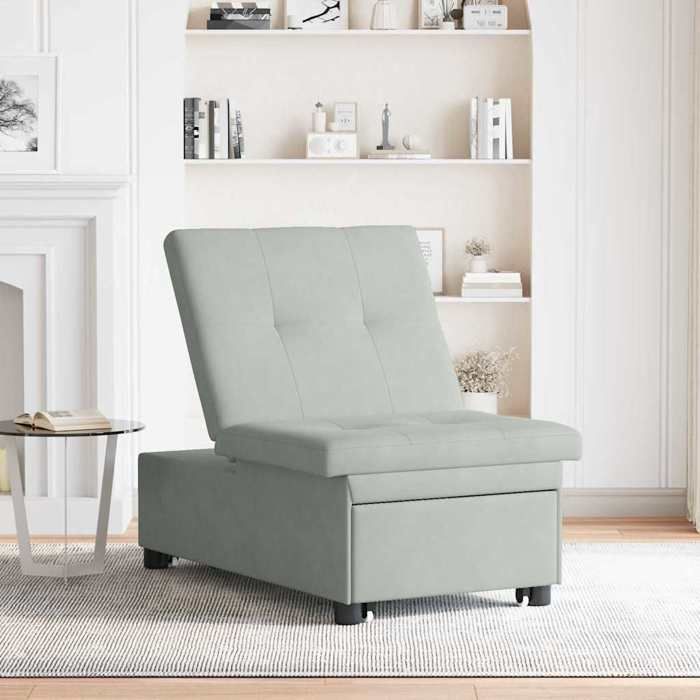 velours CANAPE CONVERTIBLE - SHIELDPRO® - Canapé-lit - Gris clair 194x67x82 cm 332556